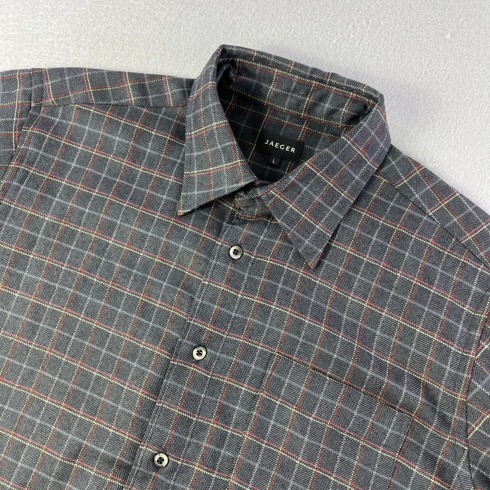 JAEGER Men's Plaid Button Down Long‎ Sleeve Shirt Size L